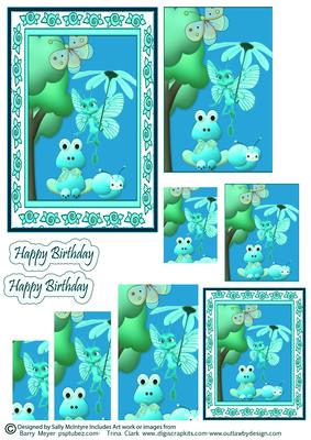 2 Card Happy Birthday Pyramid Little Girl or Boy
