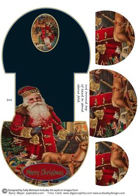 Wobble Card Vintage Santa Merry Christmas