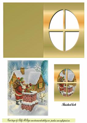 Santa Down the Chimney Window Card