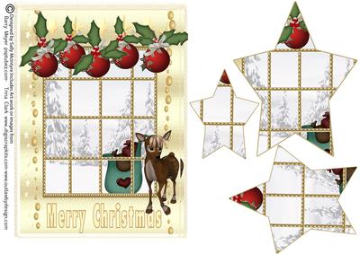 Star Shaped Pyramid Reindeer Window Merry Christmas