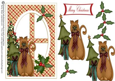Cut Away Window Card a Cats Christmas