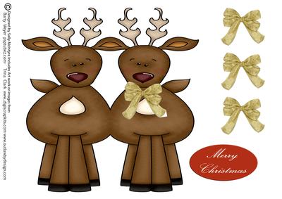 Reindeer Shaped Card Merry Christmas with 3D Bow