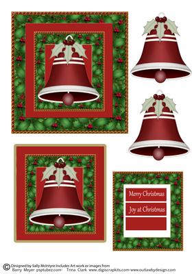 Joy at Christmas Merry Christmas 2 Card Sheet