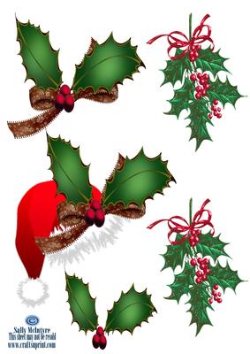 Holly Card Toppers