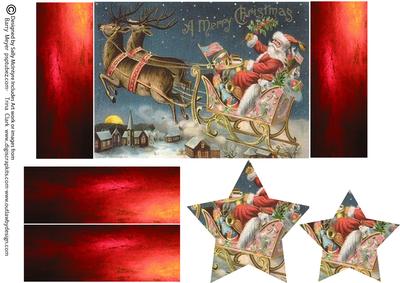 Santas Sleigh Gatefold Card Star Pyramid