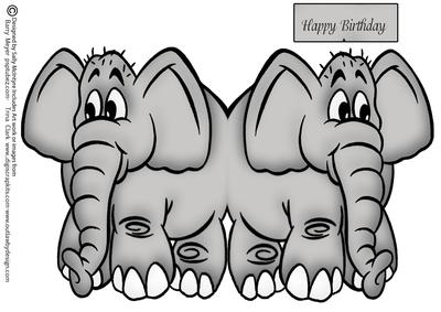 Elephant Shaped Card Happy Birthday