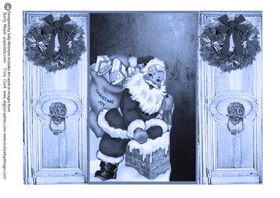 Santas at the Door in Blues