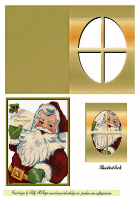 Santa Merry Christmas in Gold Window Card