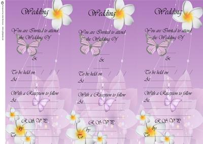 Wedding Invitation Purple with Butterflies