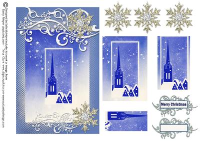 Vintage Church Steeple Merry Christmas