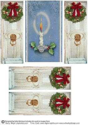 Through My Door a Merry Christmas Lighted Candle.