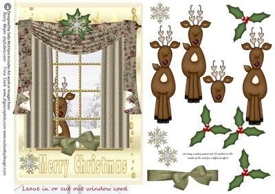 Leave in or Cut Out Window Through the Drapes Reindeer Play