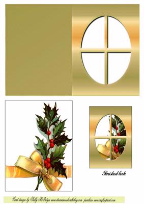 Vintage Holly Window Card
