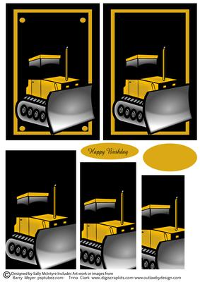 2 C6 Card Tractor Sheet Happy Birthday