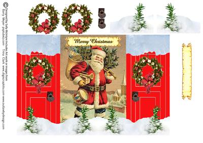 Red Door Santa in the Snow Merry Christmas
