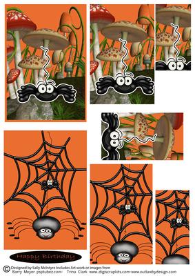 Pyramids of Spiders Happy Birthdday 2 C6 Cards
