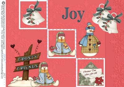 Frosty Friends in the Red at Christmas 3 Up Folded Card 2 Cu