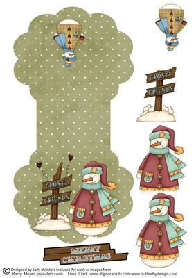 Snowman Merry Christmas Wobble Card Rocker Card