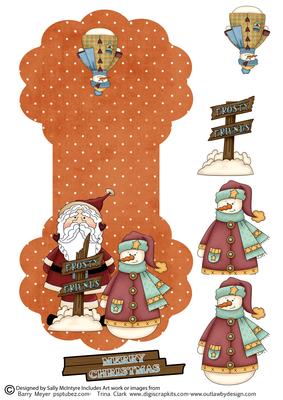 Santa with His Frosty Friends Wobble Card 3D