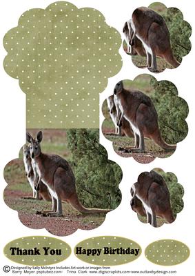 In the Australian Bush Kangaroo Wobbler Card Happy Birthday