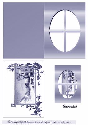 Vintage Snow Scene Window Card in Blue