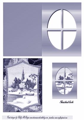 Vintage Snow Time Scene Window Card in Blue