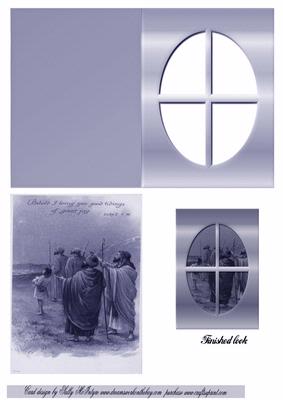 Wise Men Following the Star Window Card in Blue