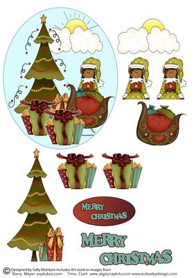 Merry Christmas Elf in the Sleigh