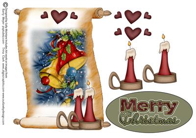 Bells and Holly Merry Christmas Scroll.