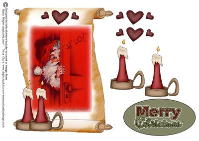 Hello Santa Behind the Door 3D Merry Christmas.