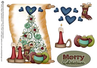 Glitz of the Xmas Tree Scroll Merry Christmas.