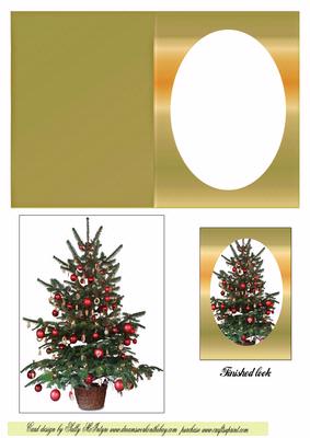 Christmas Tree Oval Single Window Card