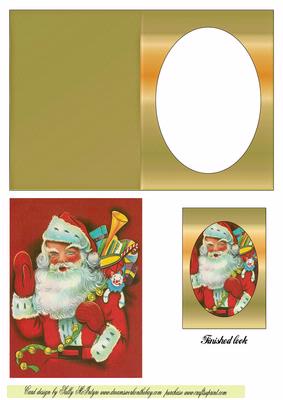 Father Christmas Oval Single Window Card
