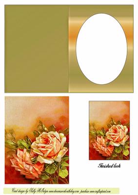 Beauty in an Apricot Rose Oval Single Window Card