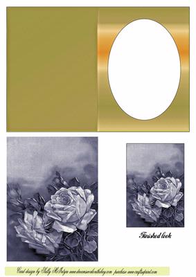 Beauty in an Blue Rose Oval Single Window Card