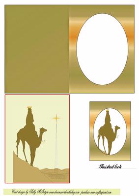 One Wise Man in Gold Oval Single Window Card