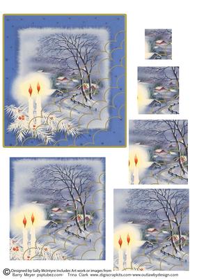 Candle in the Snow Pyramid Faux Shell Corner Stacker