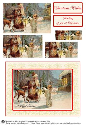 Vintage Santa with His Sack Merry Christmas Thinking of You