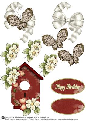 Happy Birthday Birdhouse and Butterflies