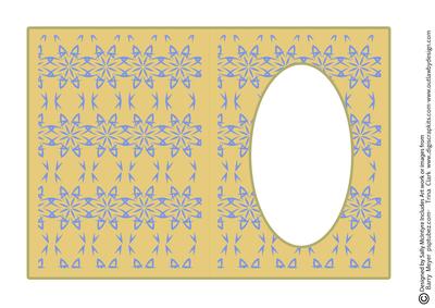 Gold and Blue Oval Cut Out Card