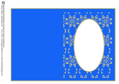 Brilliant Blue and Gold Oval Cut Out Card.