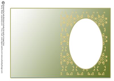 Green and Gold Oval Cut Out Card.