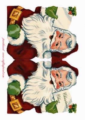 Santa Shaped Card Christmas Cheer Vintage