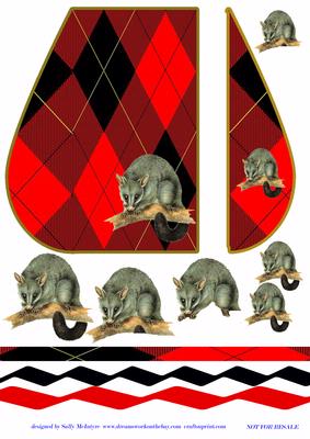 Tartan Card with a Possum 3D Feature Nice Mens Card