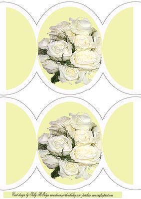 White Rose on Cream Oval Card