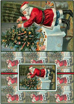 Santa at the Christmas Tree Foldback Card.