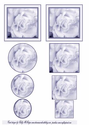 Blue and White Rose 2 Card Sheet
