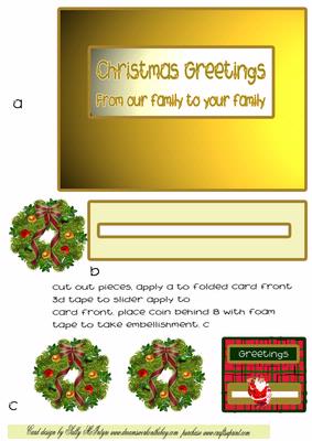 Christmas Wreath Slider Card with Optional 3D and Instructions