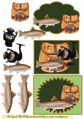 Fisherman 3 Cards from One Sheet