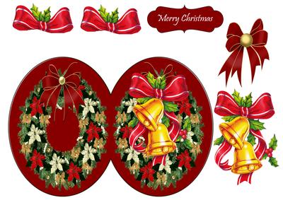Traditional Xmas Oval Card with Step by Step Merry Christmas